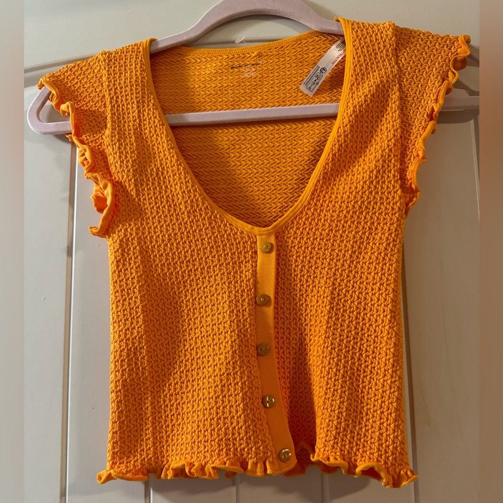Urban Outfitters ‘Out from Under’ Brand Orange Knit Button-Down Top